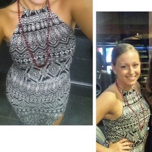 Black and white tribal design maxi dress